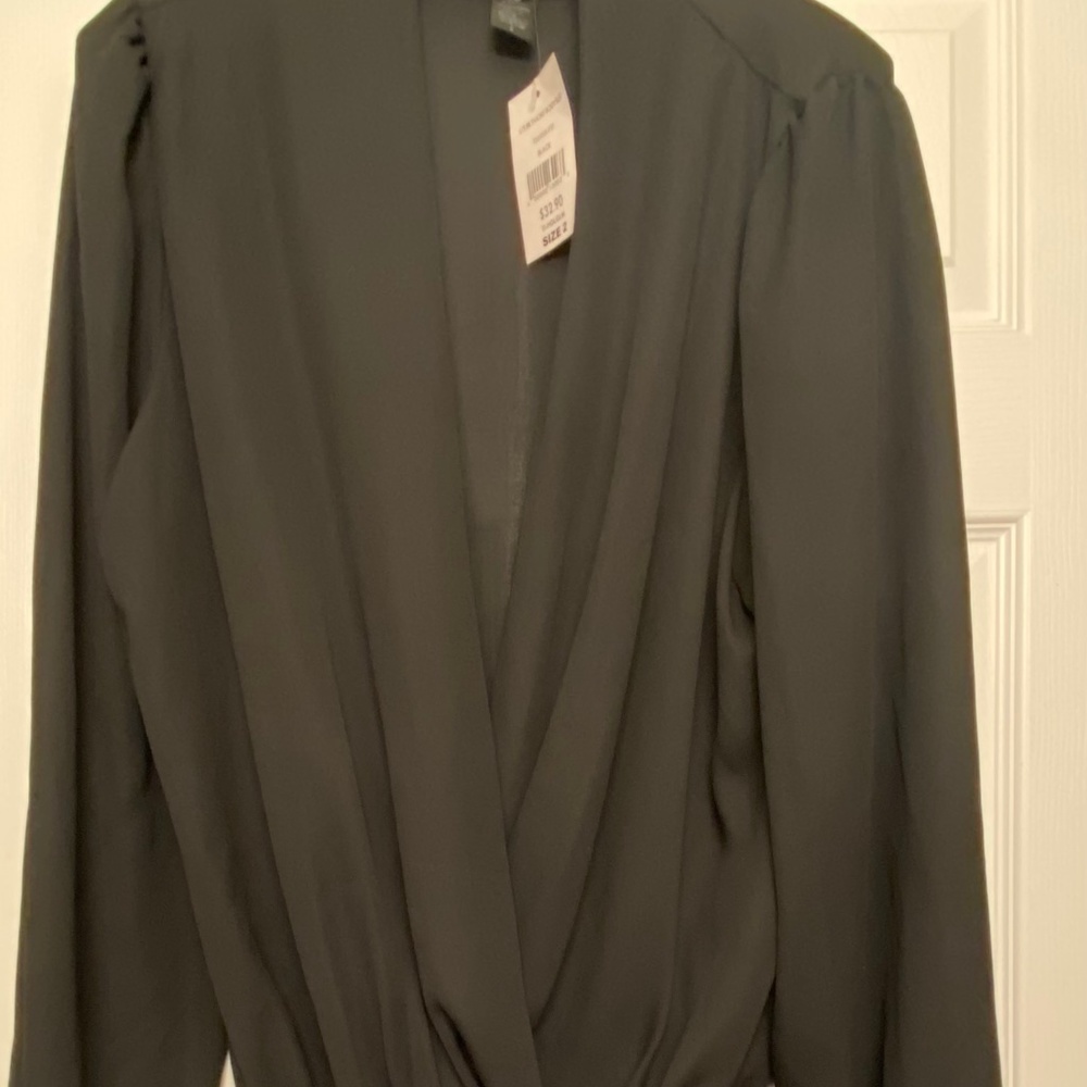 Semi Sheer plunge neckline body suit